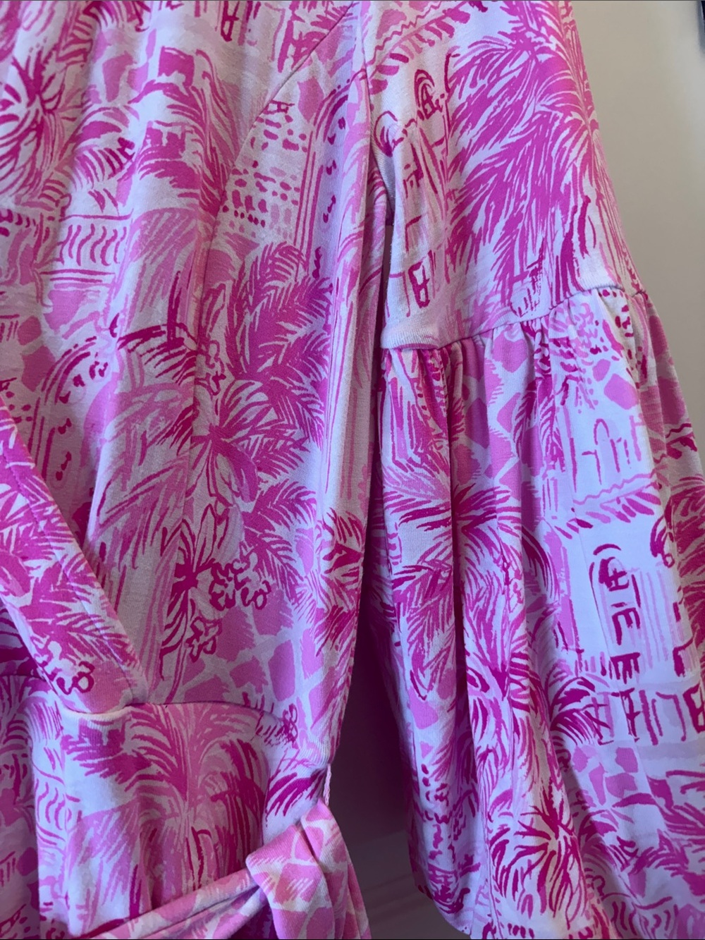 Lilly Pulitzer Chace Wrap Dress in the Palm Beach Paradise print L - Picture 6 of 6